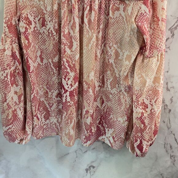 CAbi Shirt Womens Small Blouse Pink Balloon Button Up Bethany Snakeskin 5708 - Picture 8 of 12